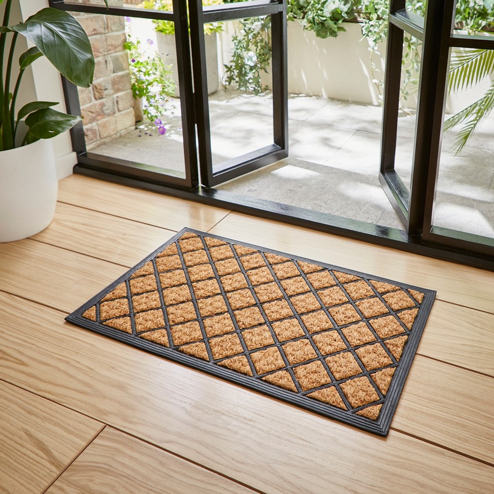 Coco Rubber Coir Doormat in Natural Black